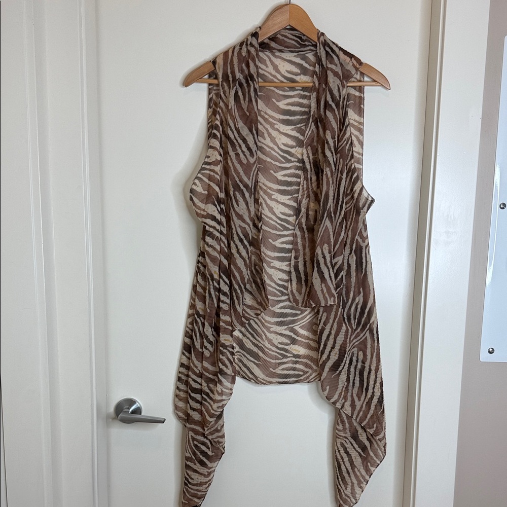 Zazou Zebra Print Sleeveless Scarf Cardigan (B)